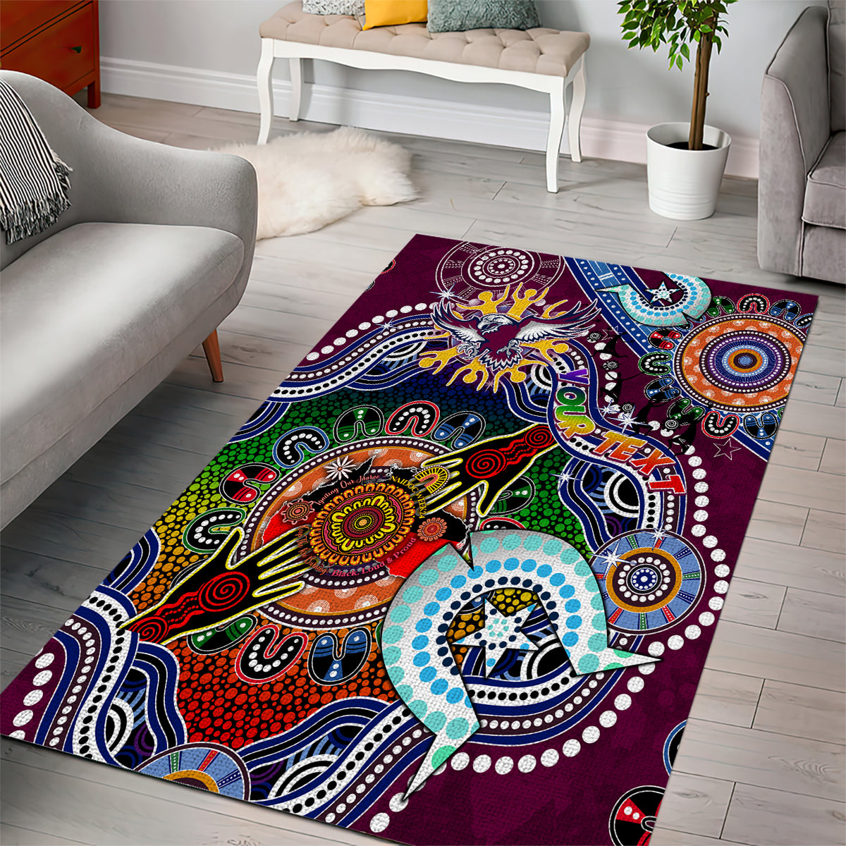 Personalised Eagles NAIDOC Week 2024 Area Rug Australia Aboriginal Dot Painting - Vibe Hoodie Shop