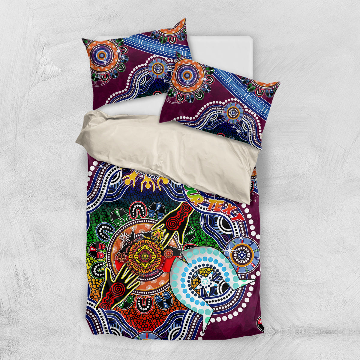 Personalised Eagles NAIDOC Week 2024 Bedding Set Australia Aboriginal Dot Painting - Vibe Hoodie Shop