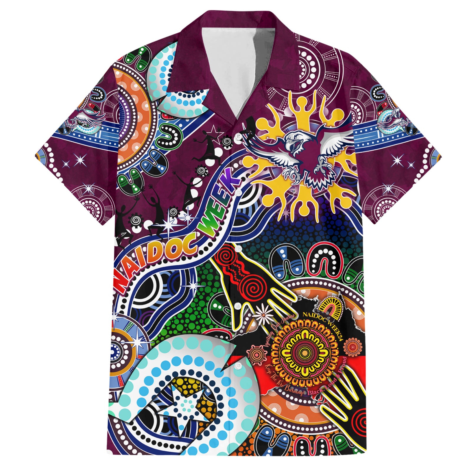 Personalised Eagles NAIDOC Week 2024 Hawaiian Shirt Australia Aboriginal Dot Painting - Vibe Hoodie Shop