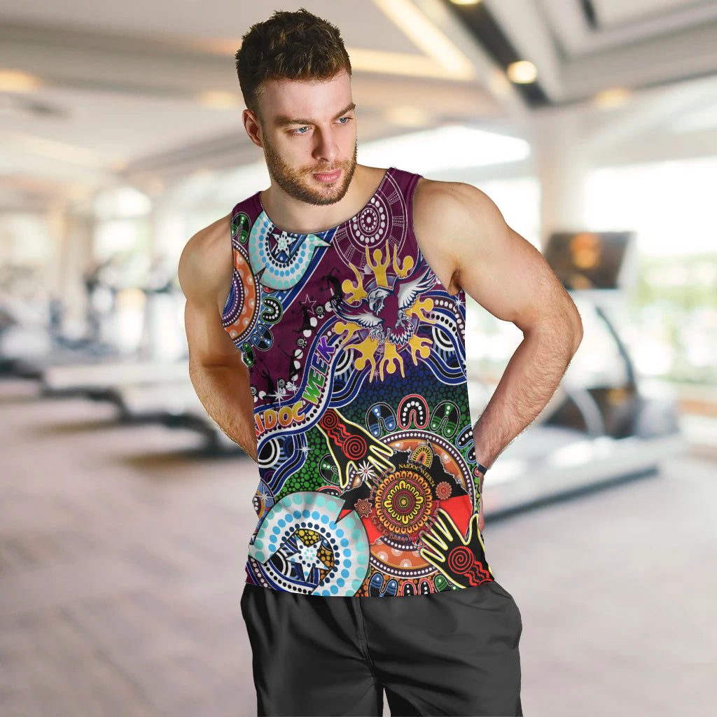 Personalised Eagles NAIDOC Week 2024 Men Tank Top Australia Aboriginal Dot Painting - Vibe Hoodie Shop