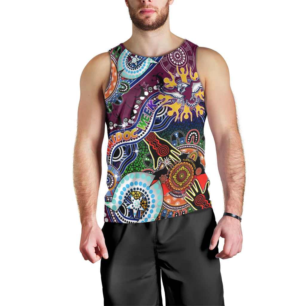 Personalised Eagles NAIDOC Week 2024 Men Tank Top Australia Aboriginal Dot Painting - Vibe Hoodie Shop