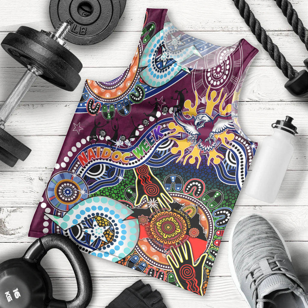Personalised Eagles NAIDOC Week 2024 Men Tank Top Australia Aboriginal Dot Painting - Vibe Hoodie Shop