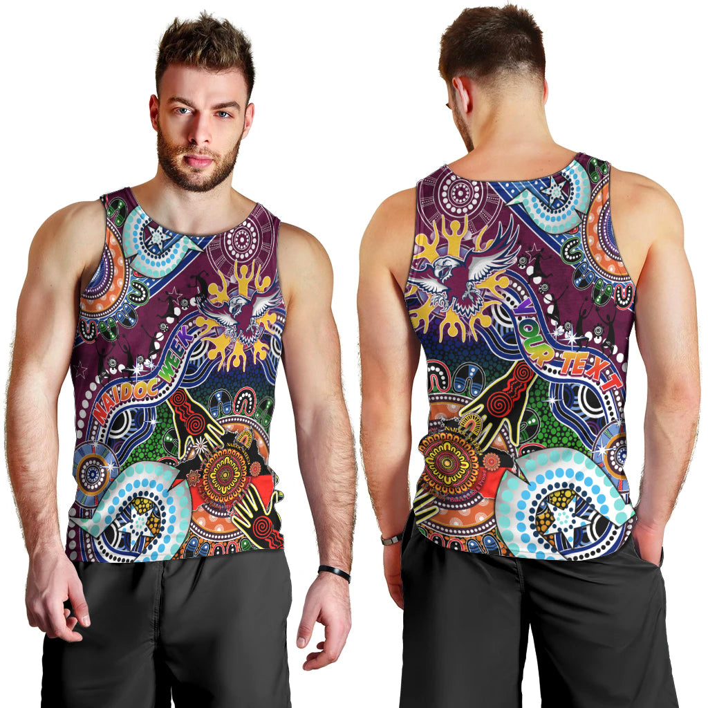 Personalised Eagles NAIDOC Week 2024 Men Tank Top Australia Aboriginal Dot Painting - Vibe Hoodie Shop