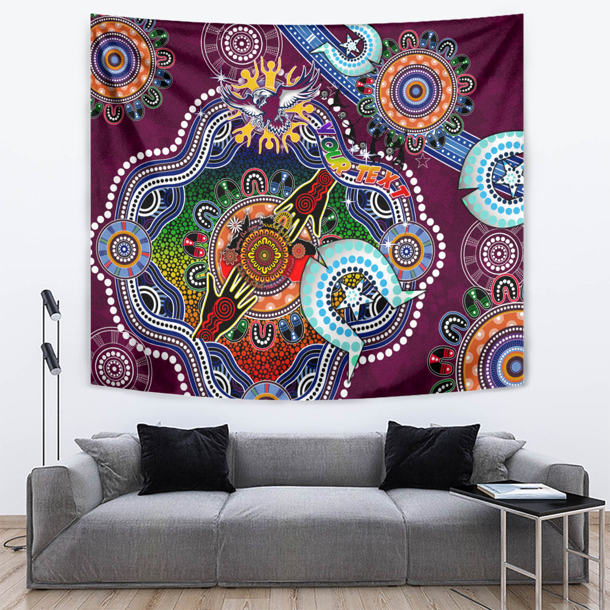 Personalised Eagles NAIDOC Week 2024 Tapestry Australia Aboriginal Dot Painting - Vibe Hoodie Shop