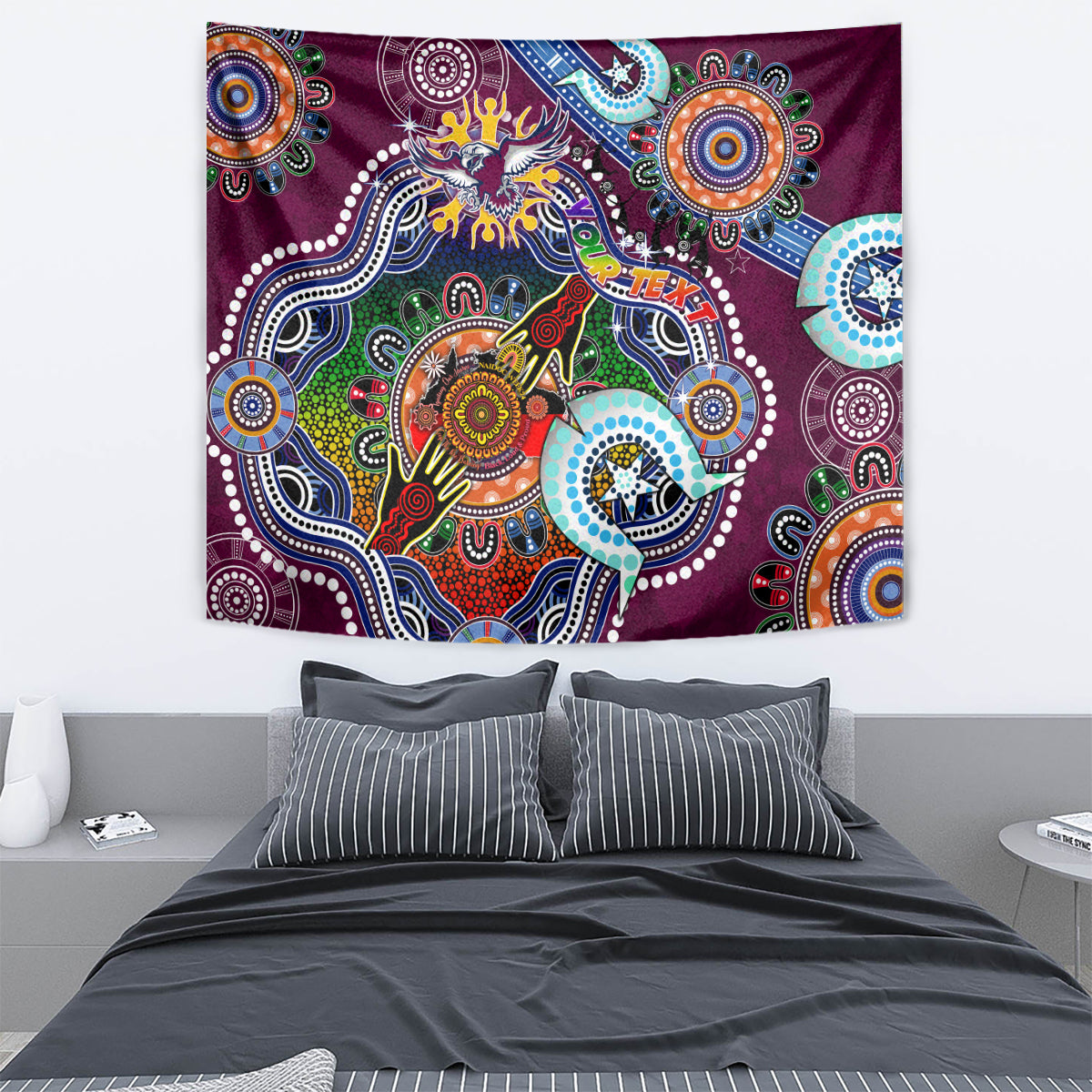 Personalised Eagles NAIDOC Week 2024 Tapestry Australia Aboriginal Dot Painting - Vibe Hoodie Shop