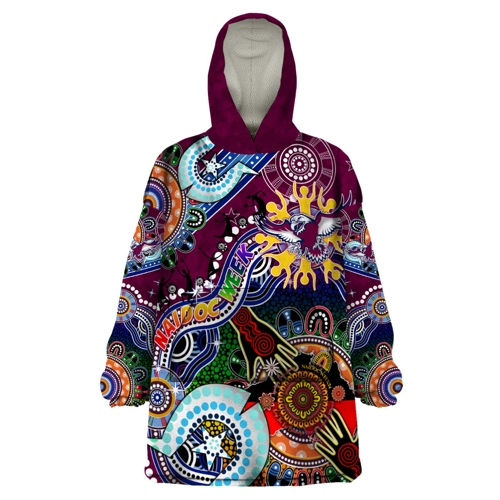 Personalised Eagles NAIDOC Week 2024 Wearable Blanket Hoodie Australia Aboriginal Dot Painting - Vibe Hoodie Shop