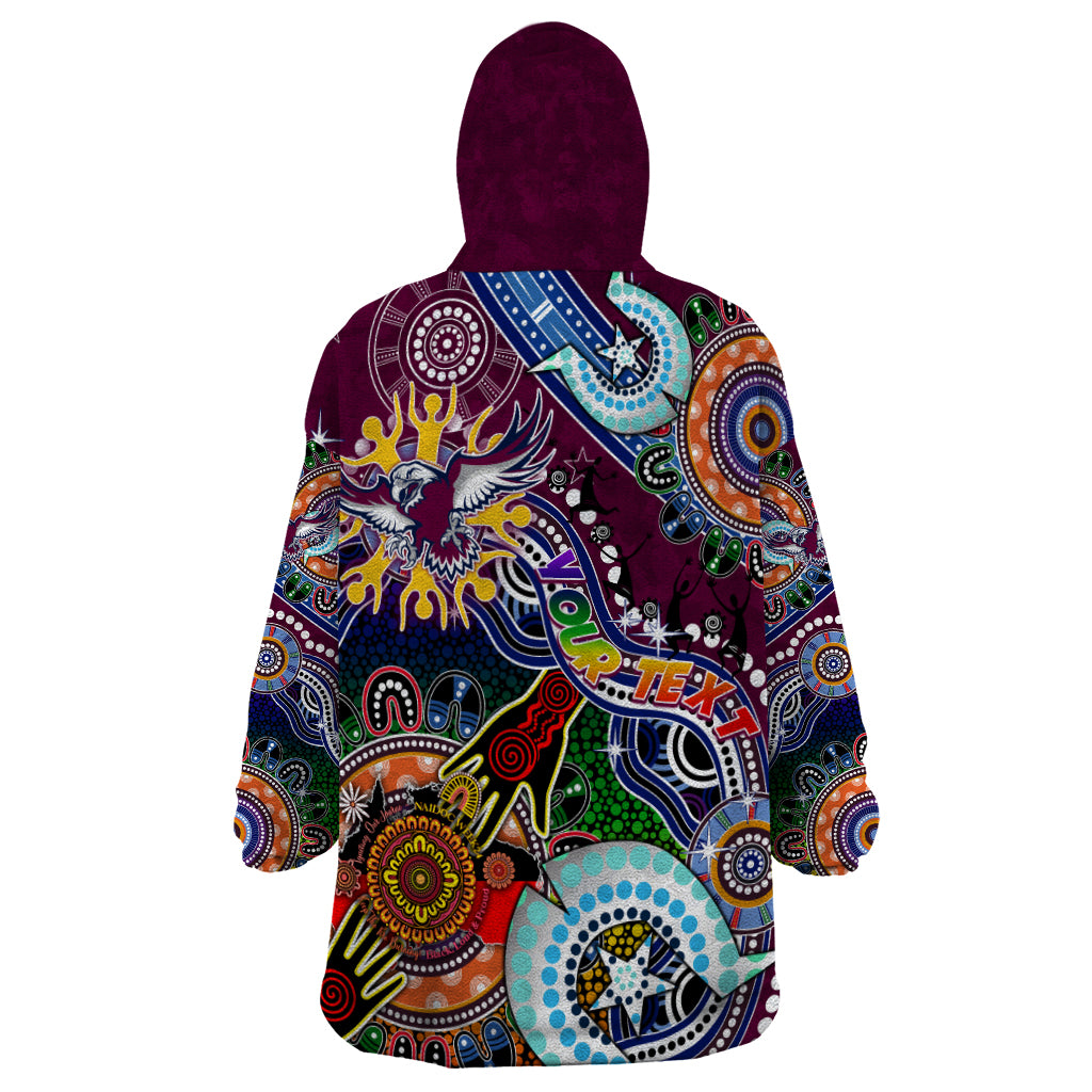 Personalised Eagles NAIDOC Week 2024 Wearable Blanket Hoodie Australia Aboriginal Dot Painting - Vibe Hoodie Shop