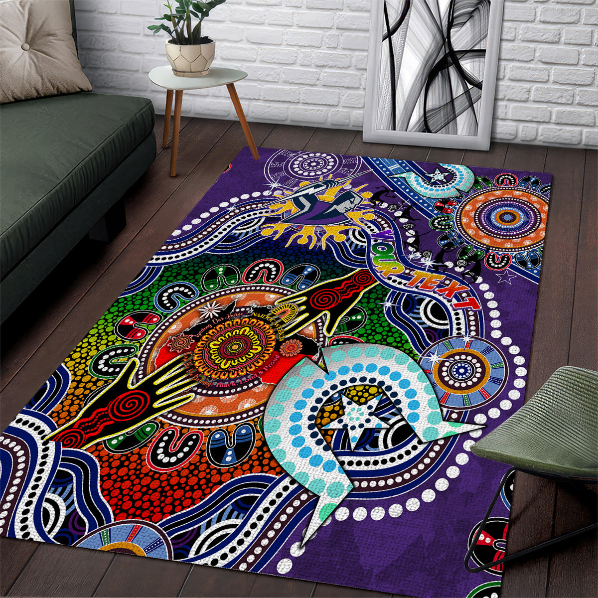 Personalised Storm NAIDOC Week 2024 Area Rug Australia Aboriginal Dot Painting - Vibe Hoodie Shop