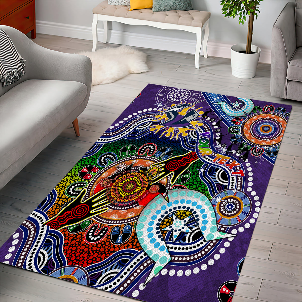 Personalised Storm NAIDOC Week 2024 Area Rug Australia Aboriginal Dot Painting - Vibe Hoodie Shop