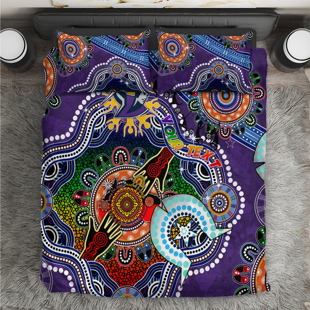 Personalised Storm NAIDOC Week 2024 Bedding Set Australia Aboriginal Dot Painting - Vibe Hoodie Shop
