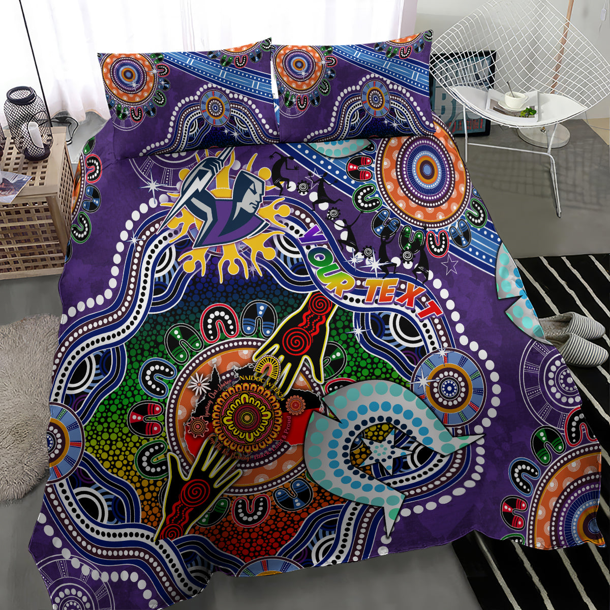 Personalised Storm NAIDOC Week 2024 Bedding Set Australia Aboriginal Dot Painting - Vibe Hoodie Shop