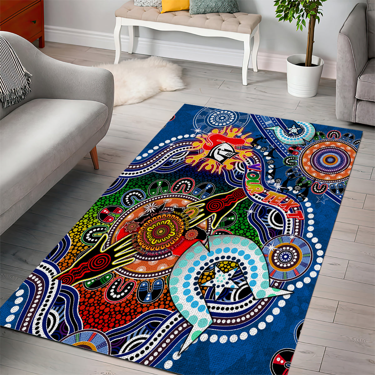 Personalised Knights NAIDOC Week 2024 Area Rug Australia Aboriginal Dot Painting - Vibe Hoodie Shop