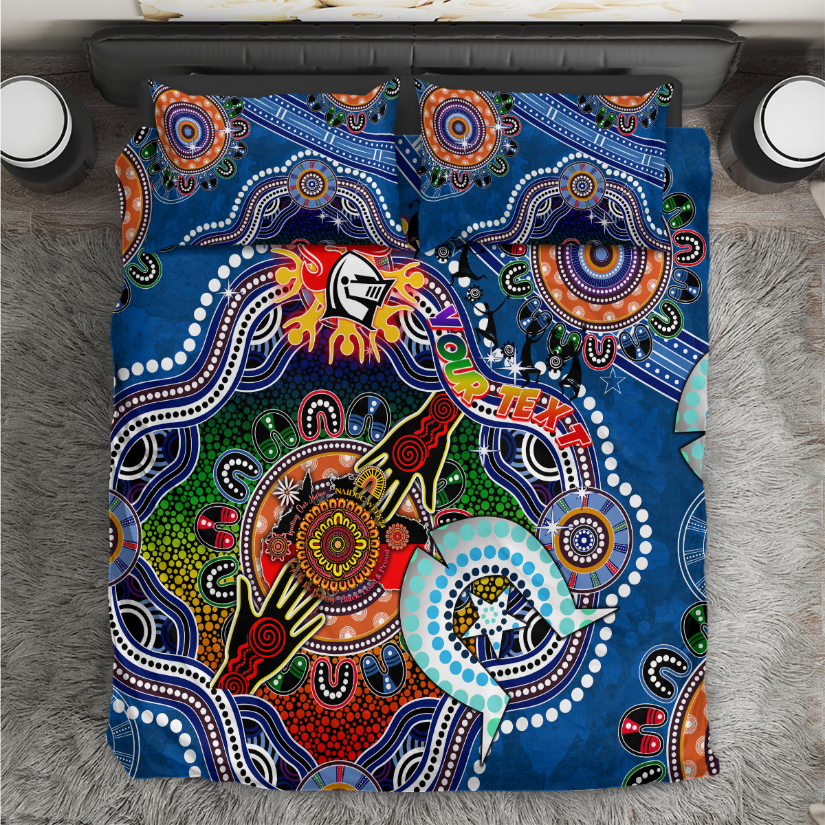 Personalised Knights NAIDOC Week 2024 Bedding Set Australia Aboriginal Dot Painting - Vibe Hoodie Shop