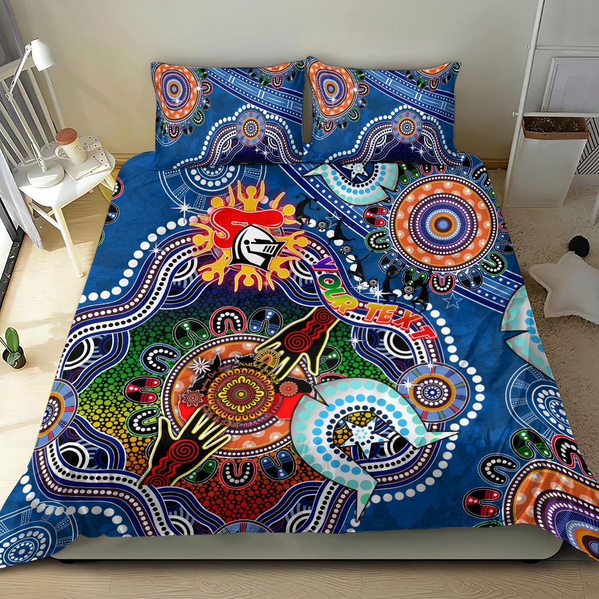 Personalised Knights NAIDOC Week 2024 Bedding Set Australia Aboriginal Dot Painting - Vibe Hoodie Shop
