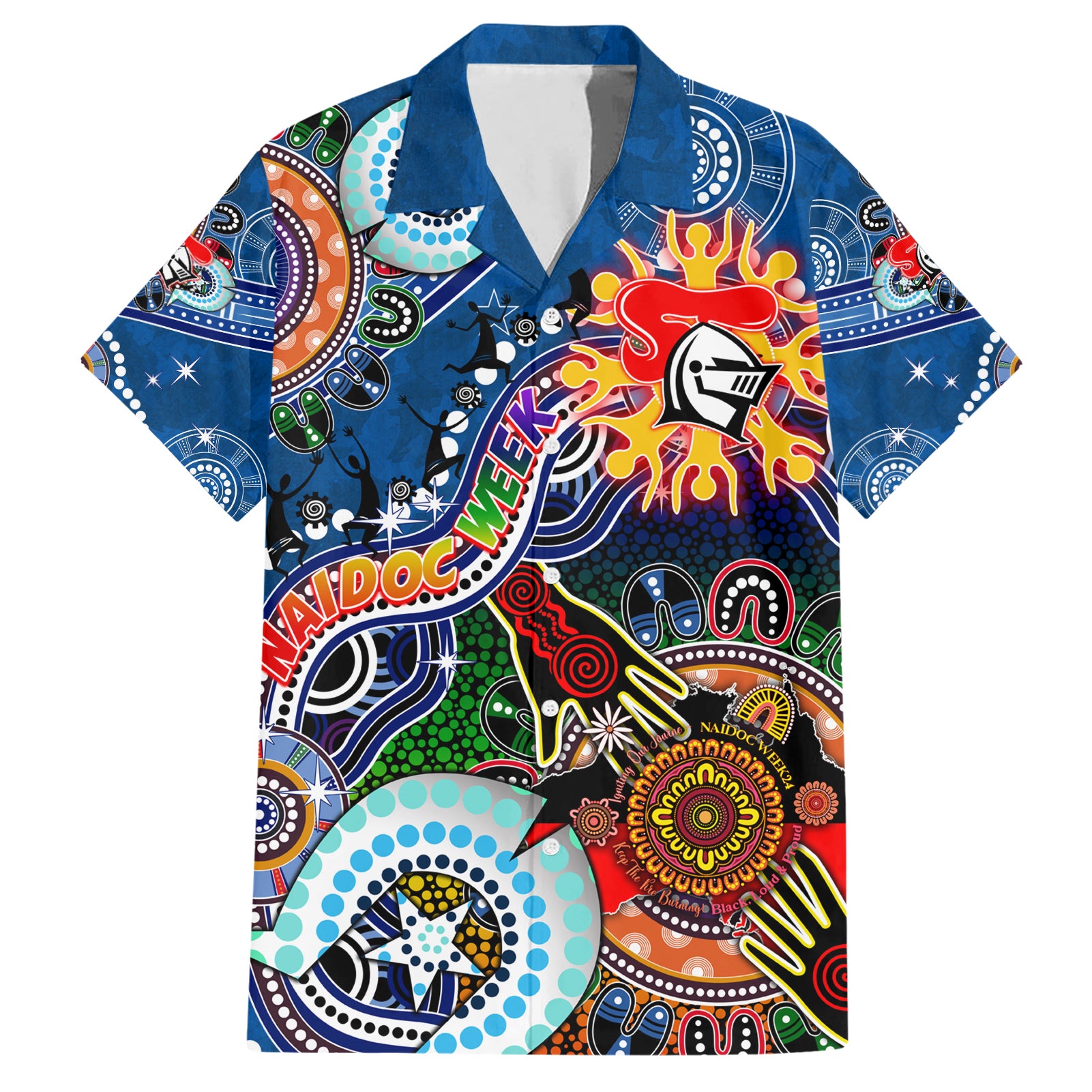 Personalised Knights NAIDOC Week 2024 Hawaiian Shirt Australia Aboriginal Dot Painting - Vibe Hoodie Shop