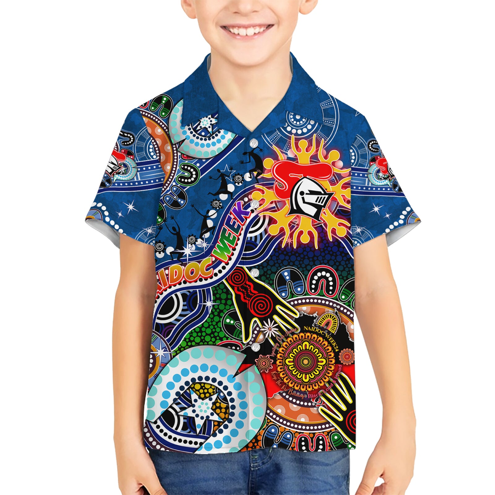 Personalised Knights NAIDOC Week 2024 Hawaiian Shirt Australia Aboriginal Dot Painting - Vibe Hoodie Shop