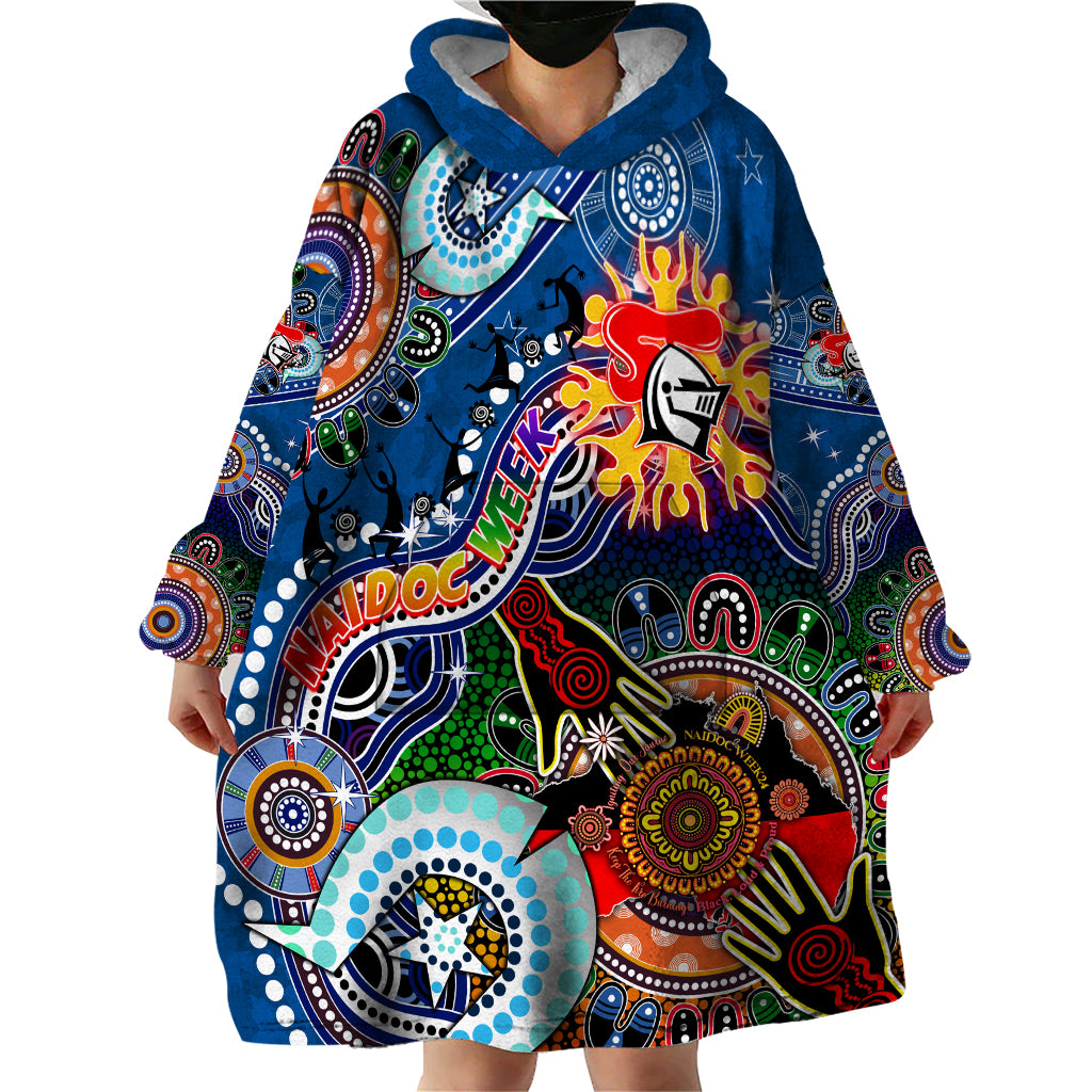 Personalised Knights NAIDOC Week 2024 Wearable Blanket Hoodie Australia Aboriginal Dot Painting - Vibe Hoodie Shop