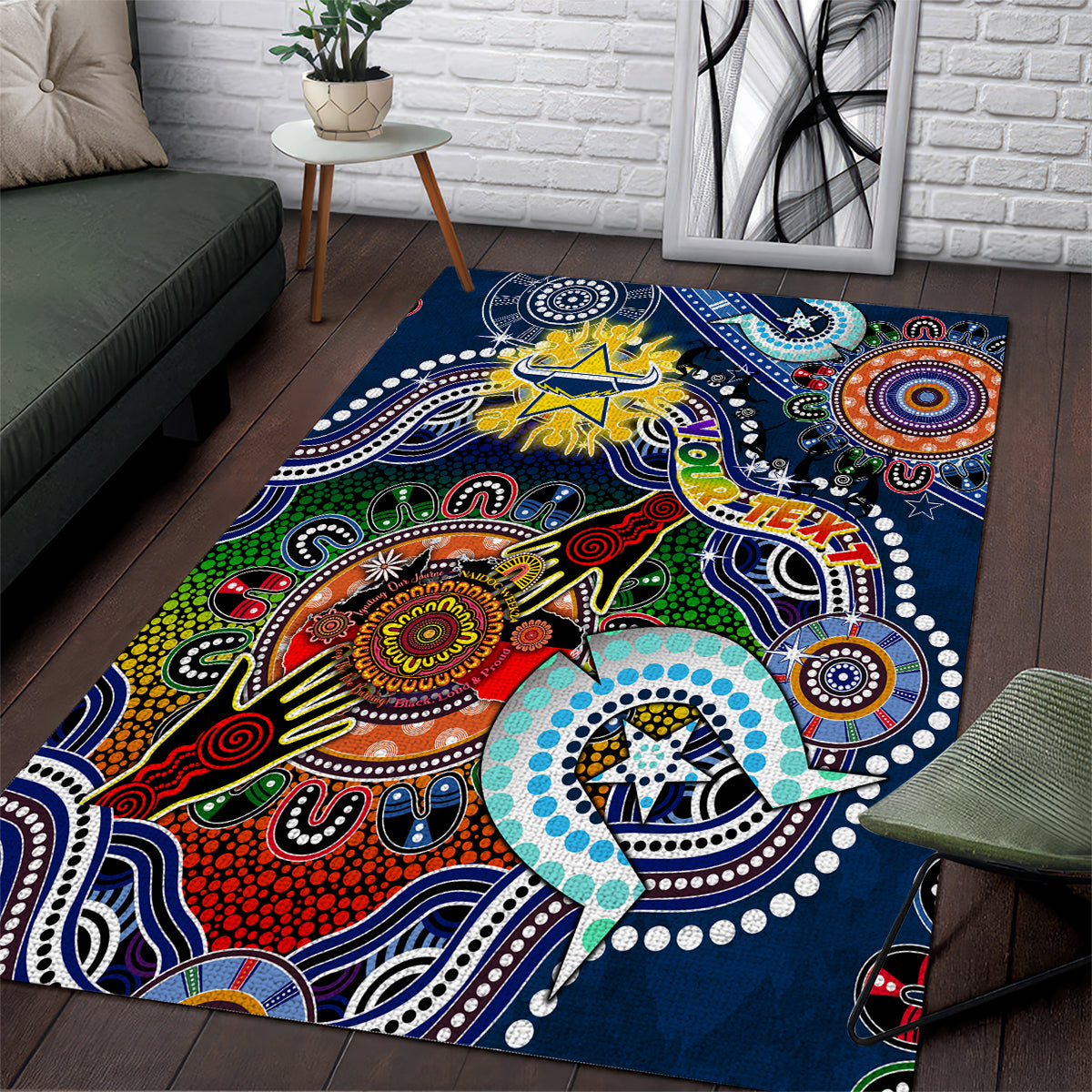 Personalised Cowboys NAIDOC Week 2024 Area Rug Australia Aboriginal Dot Painting - Vibe Hoodie Shop