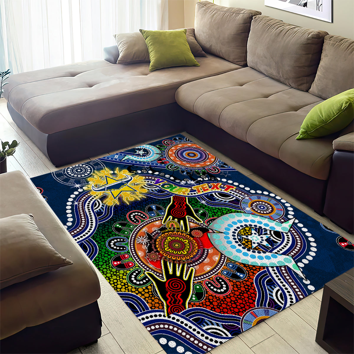 Personalised Cowboys NAIDOC Week 2024 Area Rug Australia Aboriginal Dot Painting - Vibe Hoodie Shop