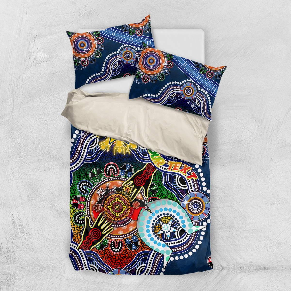 Personalised Cowboys NAIDOC Week 2024 Bedding Set Australia Aboriginal Dot Painting - Vibe Hoodie Shop