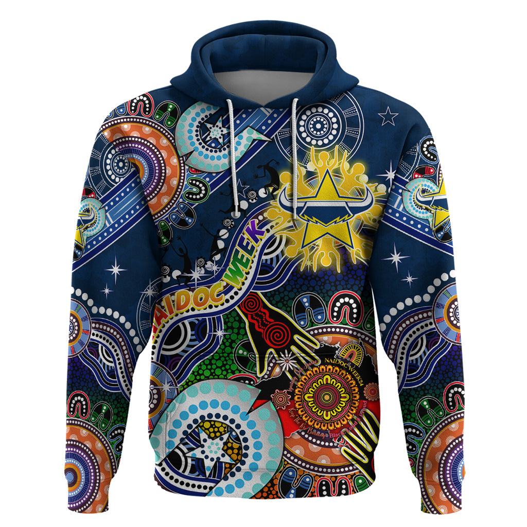 Personalised Cowboys NAIDOC Week 2024 Hoodie Australia Aboriginal Dot Painting - Vibe Hoodie Shop
