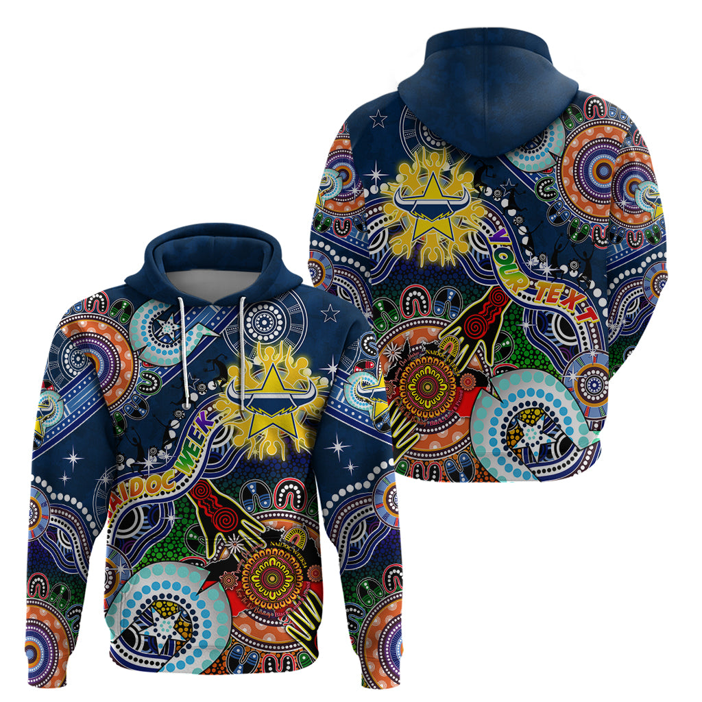 Personalised Cowboys NAIDOC Week 2024 Hoodie Australia Aboriginal Dot Painting - Vibe Hoodie Shop