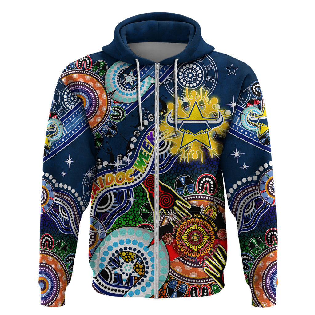Personalised Cowboys NAIDOC Week 2024 Hoodie Australia Aboriginal Dot Painting - Vibe Hoodie Shop