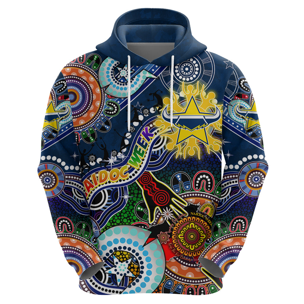 Personalised Cowboys NAIDOC Week 2024 Hoodie Australia Aboriginal Dot Painting - Vibe Hoodie Shop