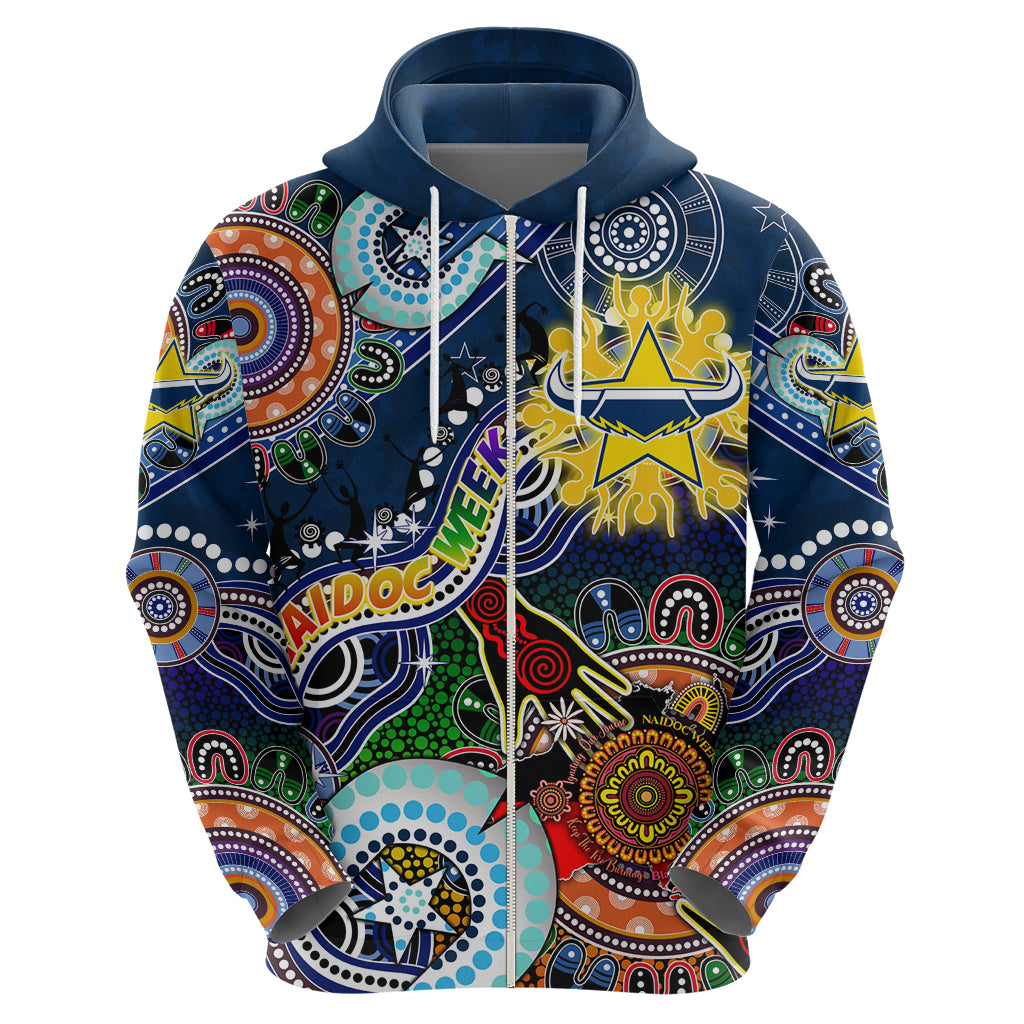 Personalised Cowboys NAIDOC Week 2024 Hoodie Australia Aboriginal Dot Painting - Vibe Hoodie Shop
