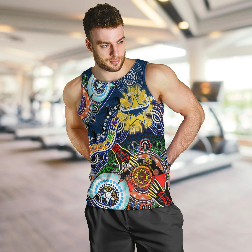 Personalised Cowboys NAIDOC Week 2024 Men Tank Top Australia Aboriginal Dot Painting - Vibe Hoodie Shop