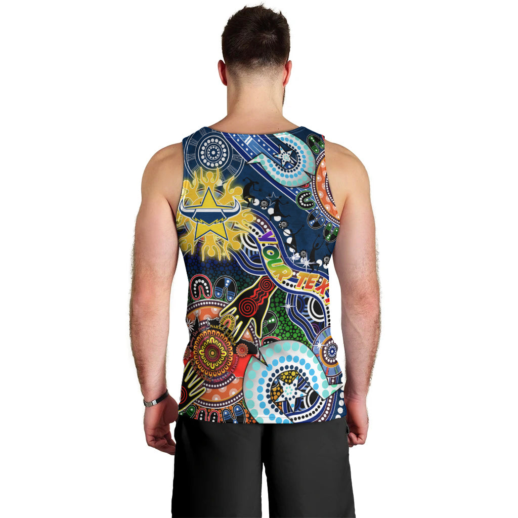 Personalised Cowboys NAIDOC Week 2024 Men Tank Top Australia Aboriginal Dot Painting - Vibe Hoodie Shop
