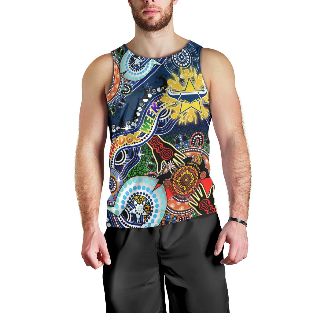 Personalised Cowboys NAIDOC Week 2024 Men Tank Top Australia Aboriginal Dot Painting - Vibe Hoodie Shop