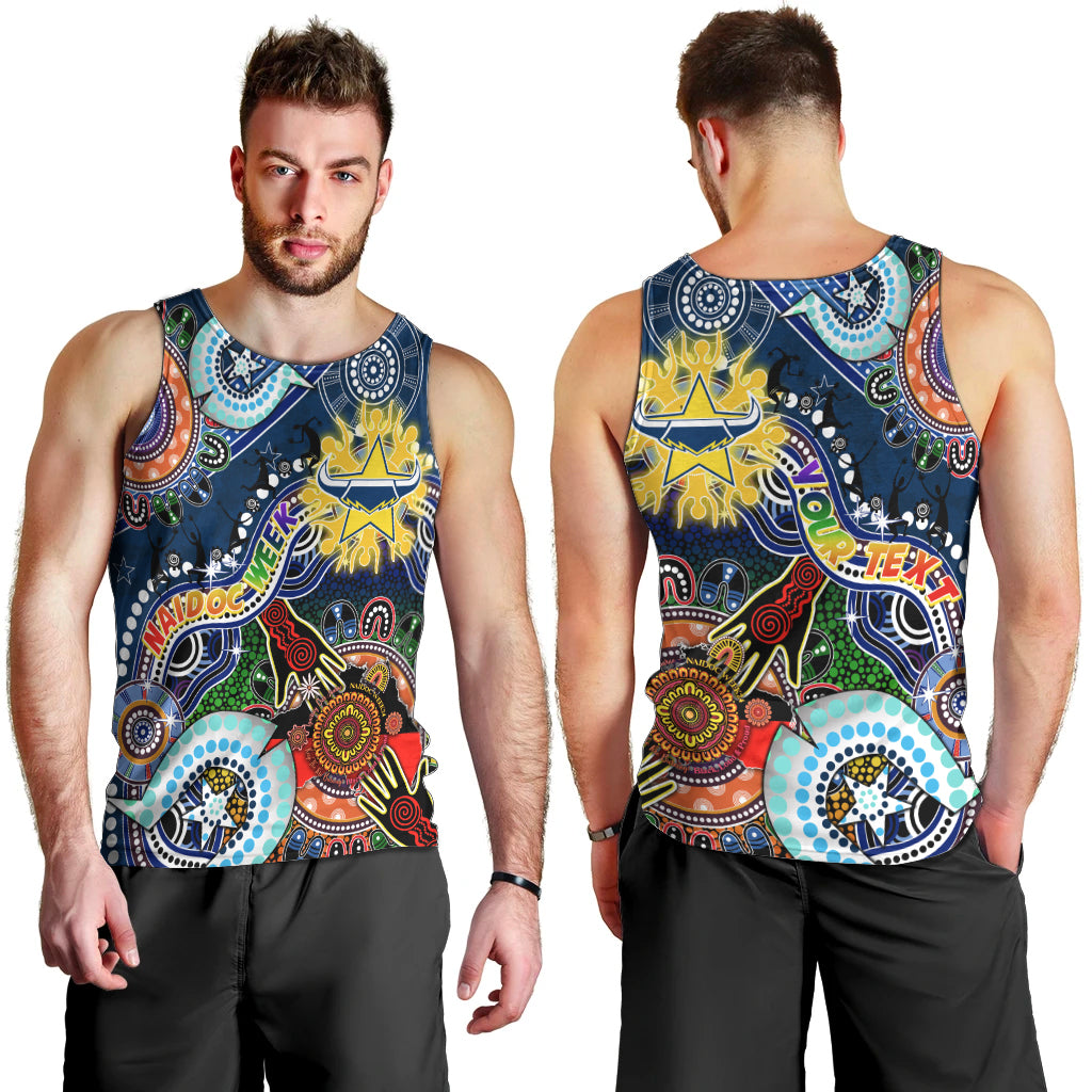 Personalised Cowboys NAIDOC Week 2024 Men Tank Top Australia Aboriginal Dot Painting - Vibe Hoodie Shop