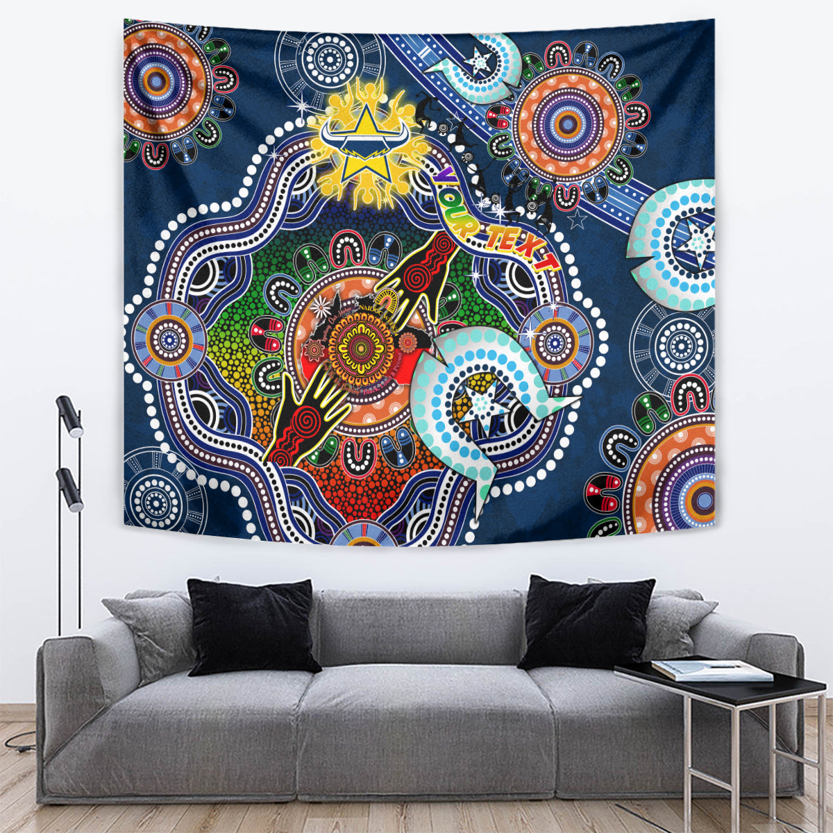 Personalised Cowboys NAIDOC Week 2024 Tapestry Australia Aboriginal Dot Painting - Vibe Hoodie Shop