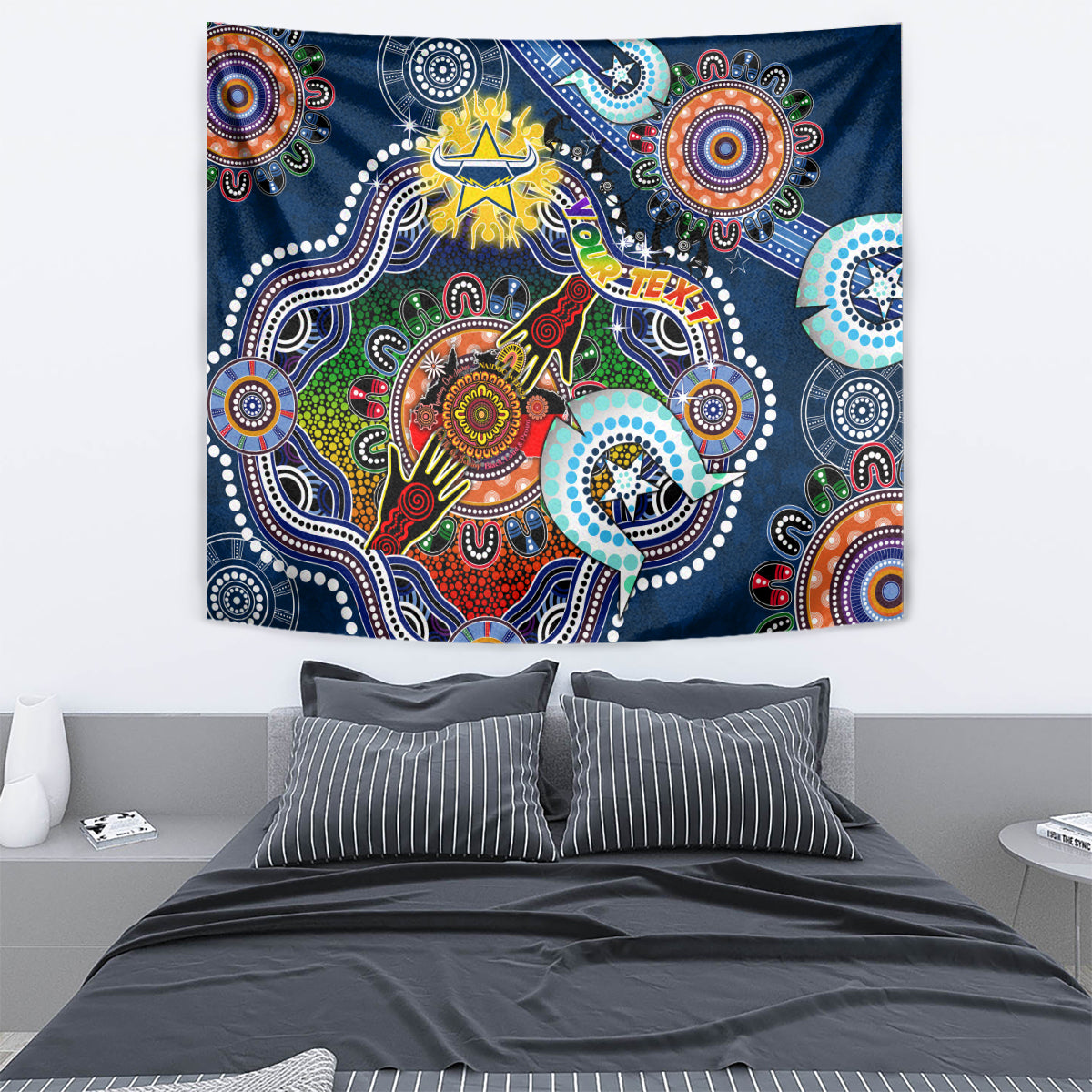 Personalised Cowboys NAIDOC Week 2024 Tapestry Australia Aboriginal Dot Painting - Vibe Hoodie Shop