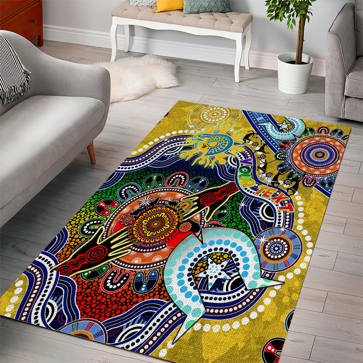 Personalised Eels NAIDOC Week 2024 Area Rug Australia Aboriginal Dot Painting - Vibe Hoodie Shop