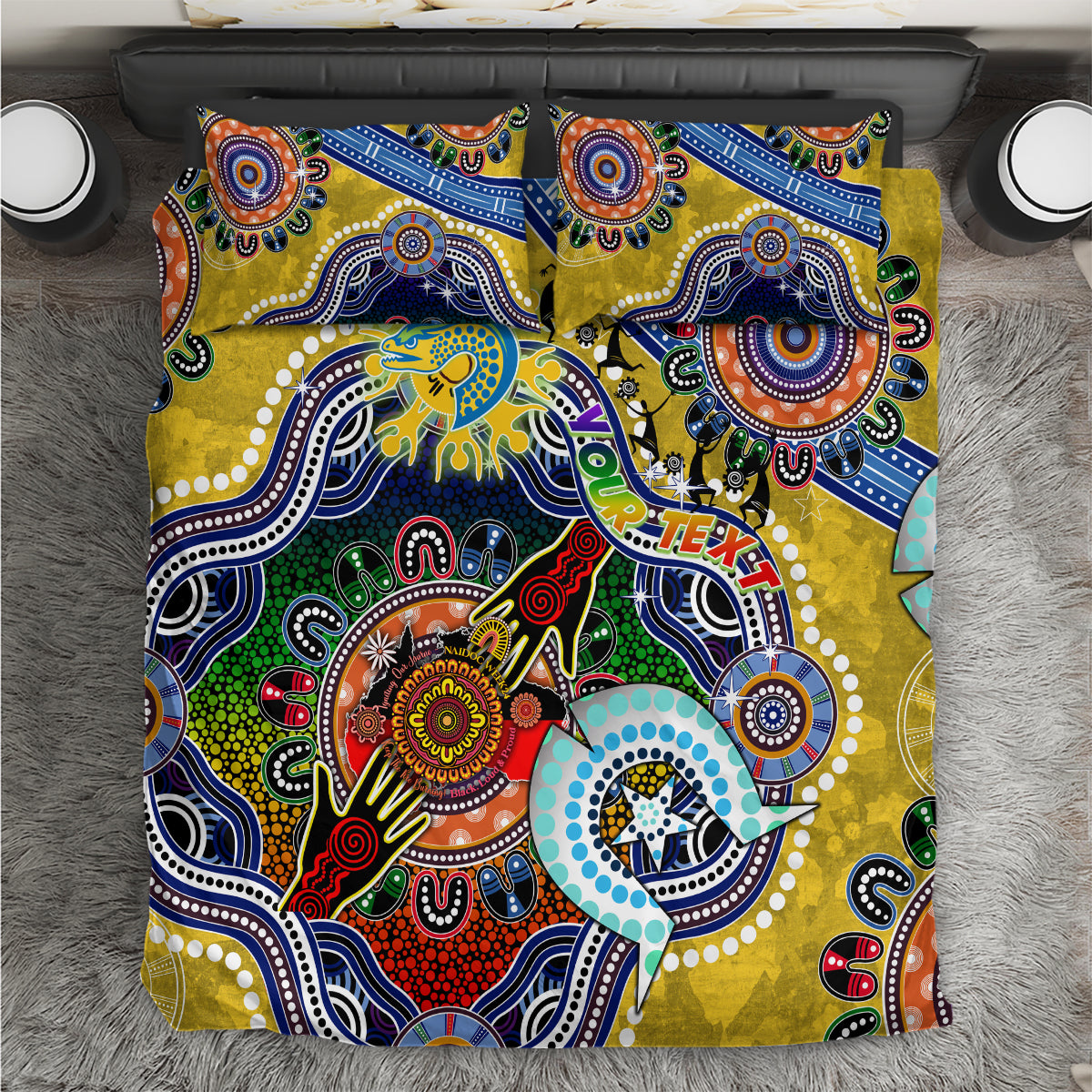 Personalised Eels NAIDOC Week 2024 Bedding Set Australia Aboriginal Dot Painting - Vibe Hoodie Shop