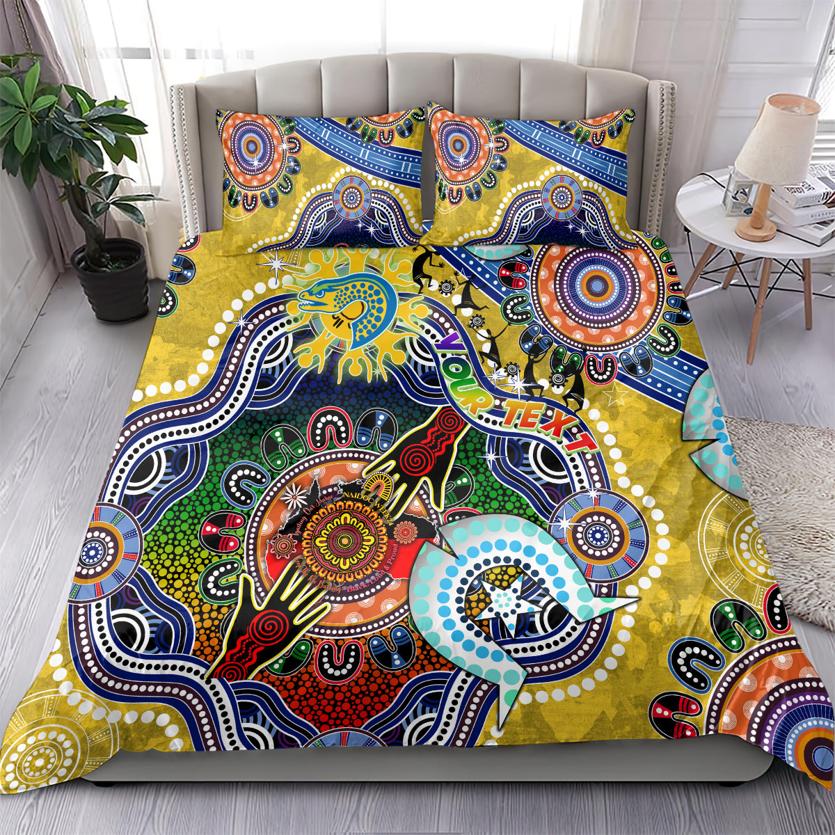 Personalised Eels NAIDOC Week 2024 Bedding Set Australia Aboriginal Dot Painting - Vibe Hoodie Shop