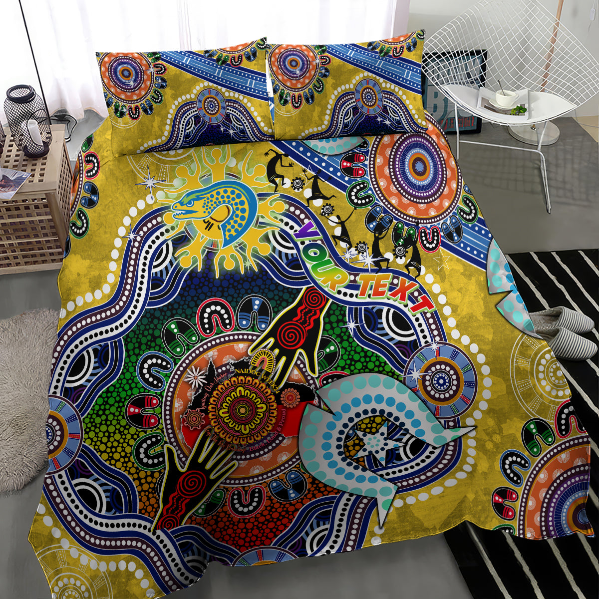 Personalised Eels NAIDOC Week 2024 Bedding Set Australia Aboriginal Dot Painting - Vibe Hoodie Shop