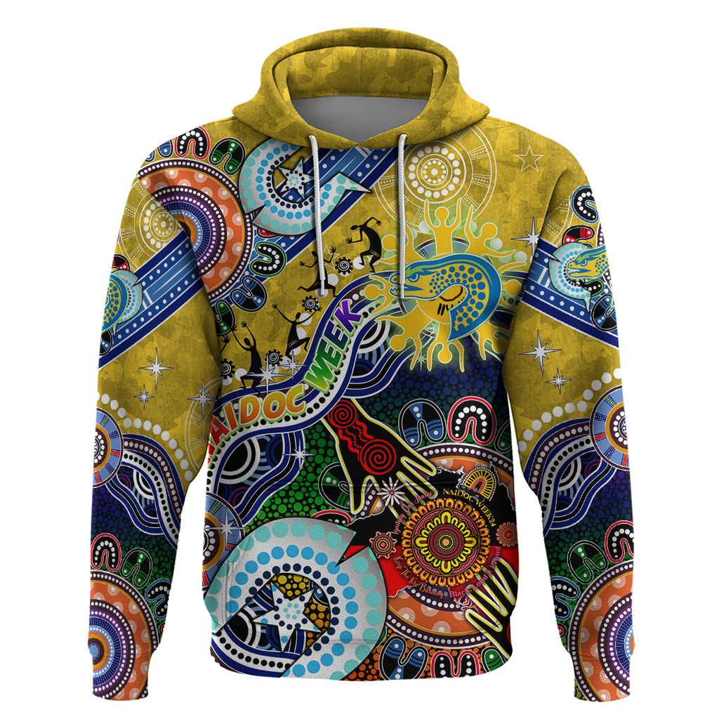 Personalised Eels NAIDOC Week 2024 Hoodie Australia Aboriginal Dot Painting - Vibe Hoodie Shop