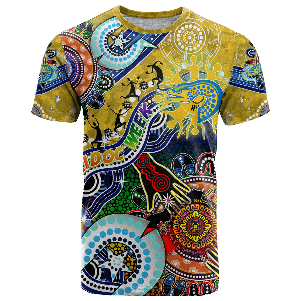 Personalised Eels NAIDOC Week 2024 T Shirt Australia Aboriginal Dot Painting - Vibe Hoodie Shop