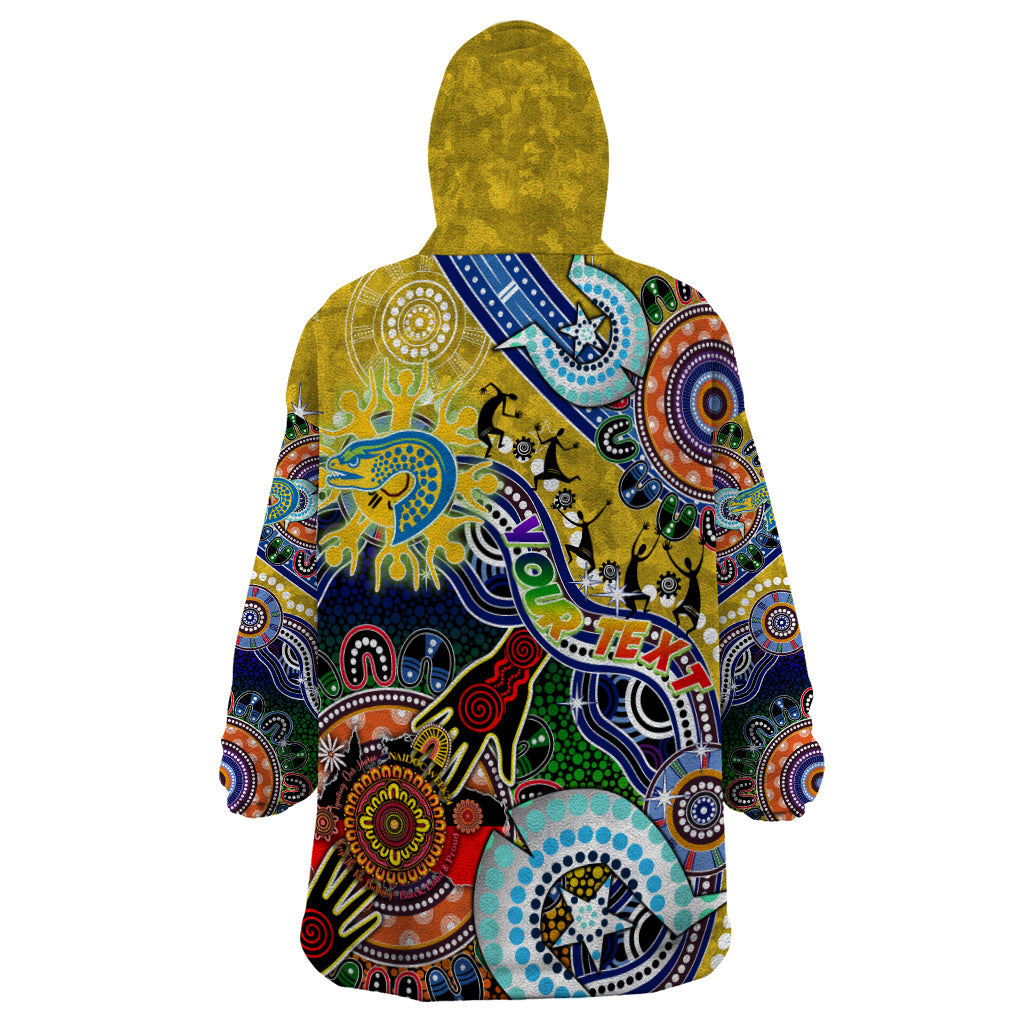 Personalised Eels NAIDOC Week 2024 Wearable Blanket Hoodie Australia Aboriginal Dot Painting - Vibe Hoodie Shop