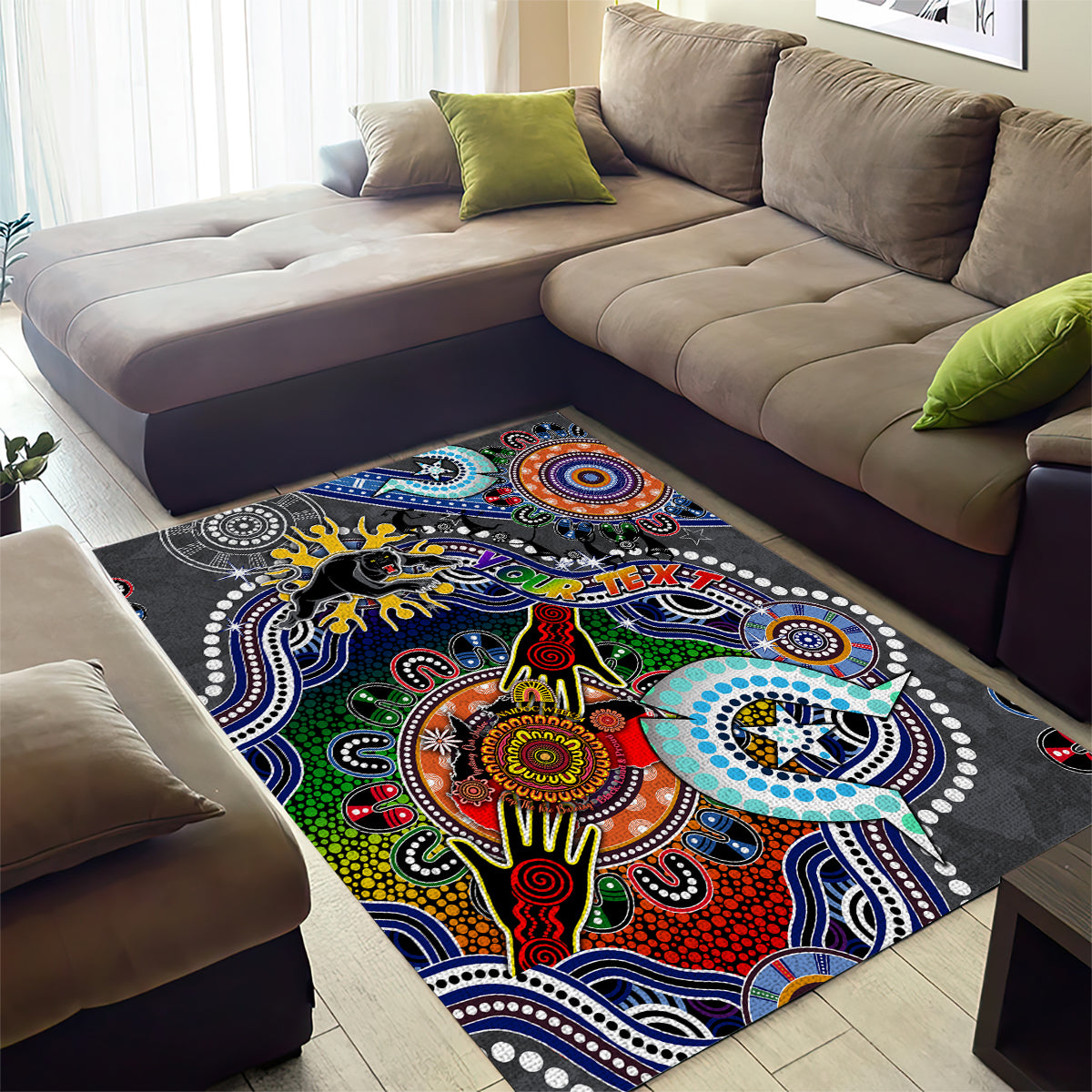 Personalised Panthers NAIDOC Week 2024 Area Rug Australia Aboriginal Dot Painting - Vibe Hoodie Shop