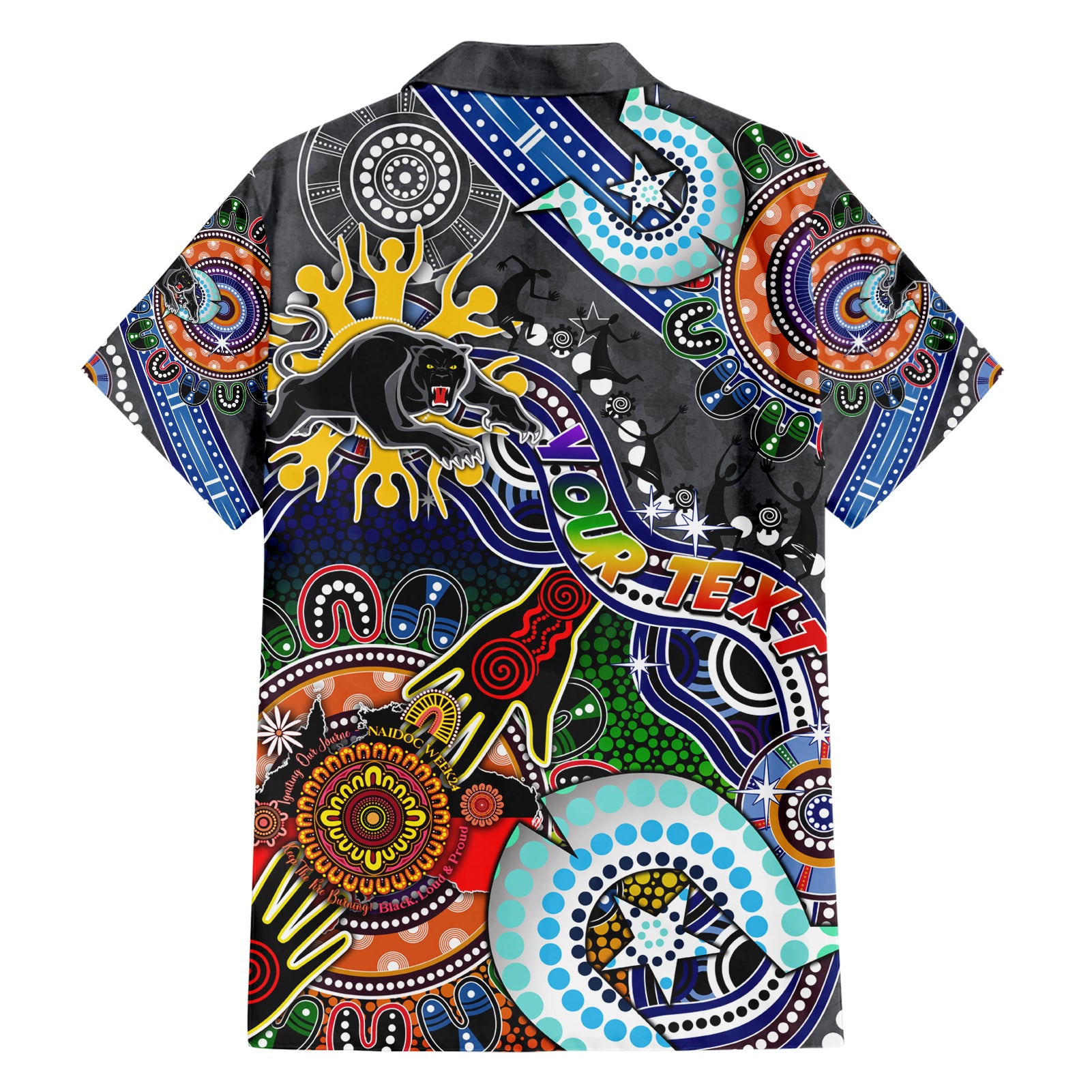 Personalised Panthers NAIDOC Week 2024 Hawaiian Shirt Australia Aboriginal Dot Painting - Vibe Hoodie Shop