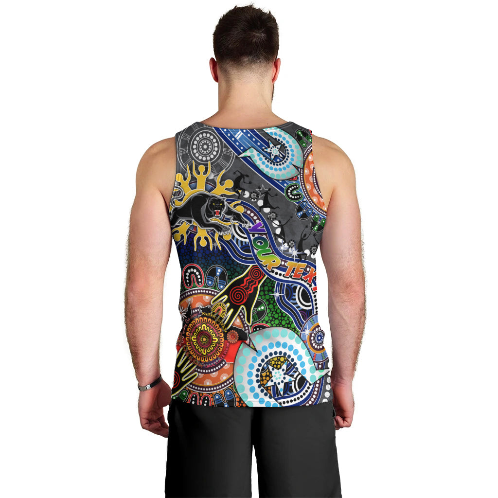 Personalised Panthers NAIDOC Week 2024 Men Tank Top Australia Aboriginal Dot Painting - Vibe Hoodie Shop