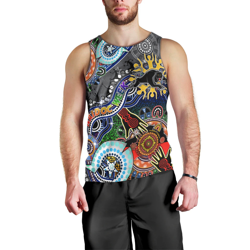 Personalised Panthers NAIDOC Week 2024 Men Tank Top Australia Aboriginal Dot Painting - Vibe Hoodie Shop