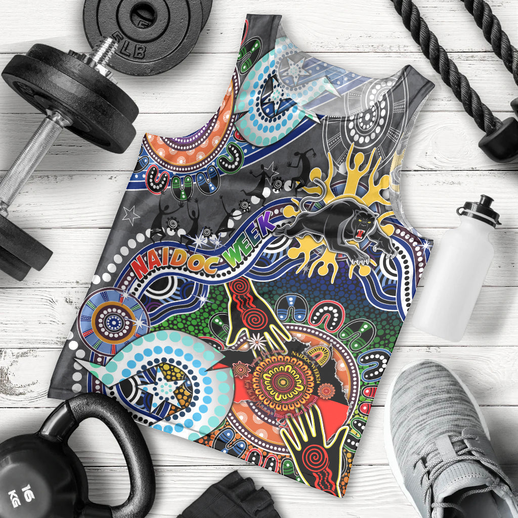 Personalised Panthers NAIDOC Week 2024 Men Tank Top Australia Aboriginal Dot Painting - Vibe Hoodie Shop