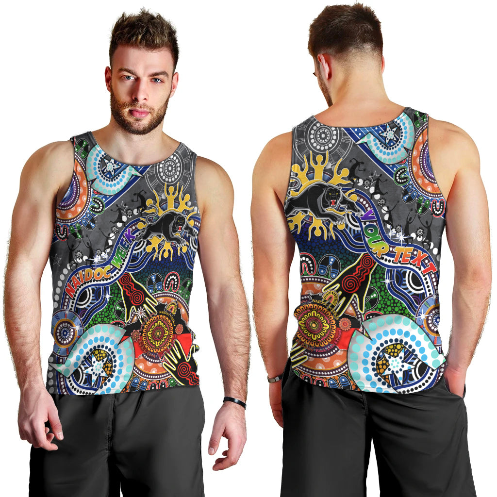 Personalised Panthers NAIDOC Week 2024 Men Tank Top Australia Aboriginal Dot Painting - Vibe Hoodie Shop