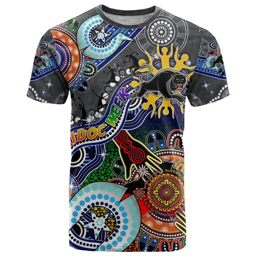 Personalised Panthers NAIDOC Week 2024 T Shirt Australia Aboriginal Dot Painting - Vibe Hoodie Shop