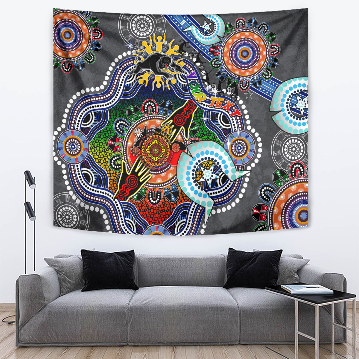 Personalised Panthers NAIDOC Week 2024 Tapestry Australia Aboriginal Dot Painting - Vibe Hoodie Shop